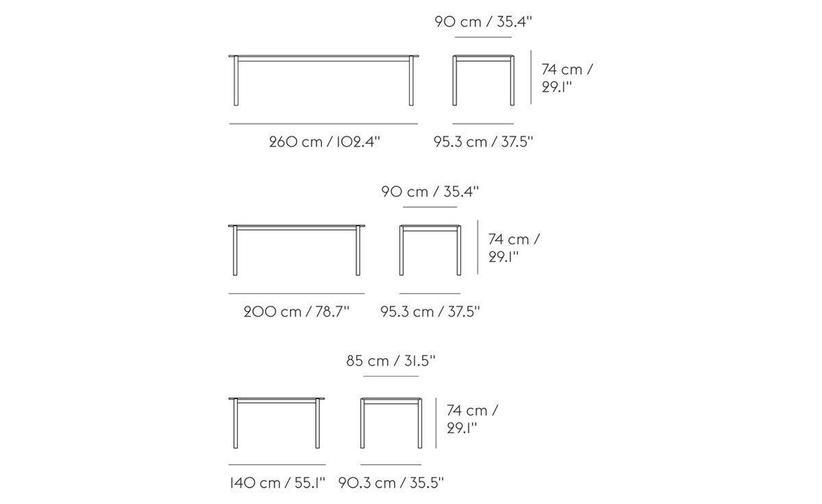 linear wood table