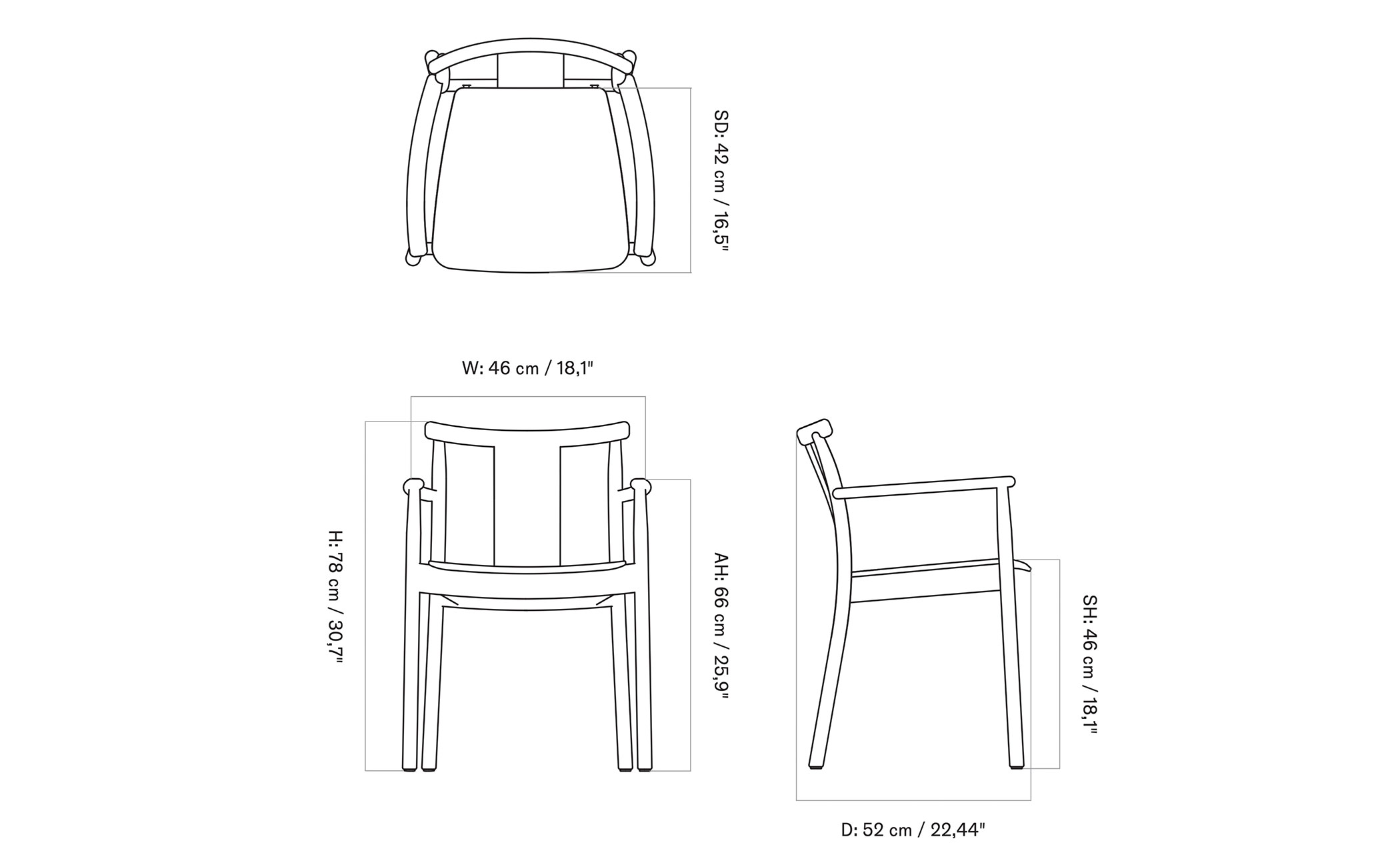 Merkur Dining Armchair with upholstered seat