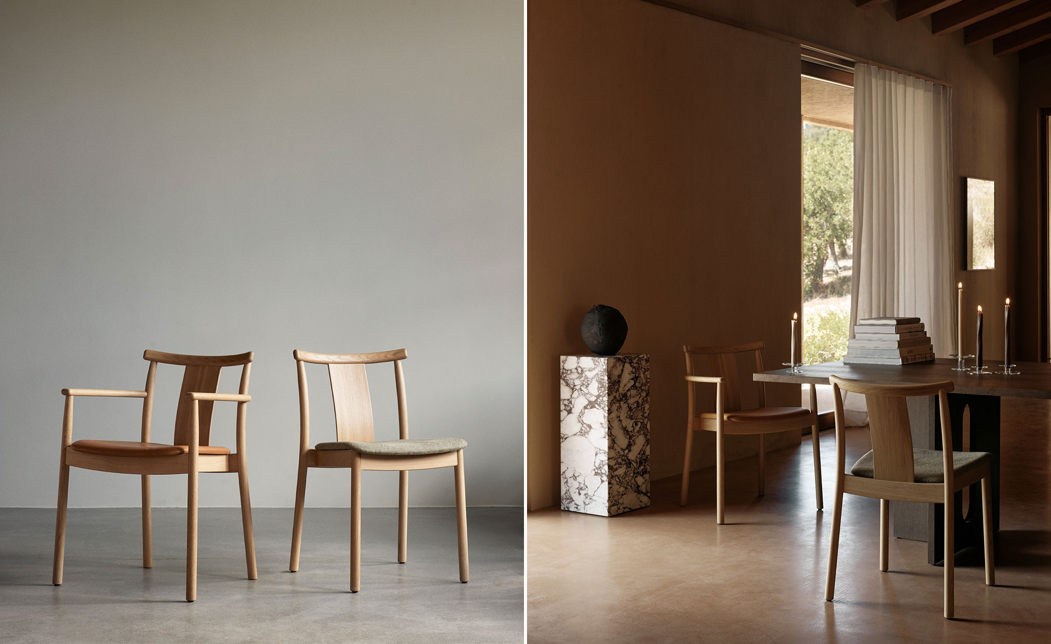 Merkur Dining Armchair with upholstered seat