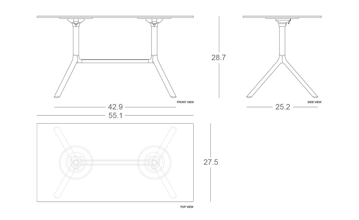 miura rectangular folding table