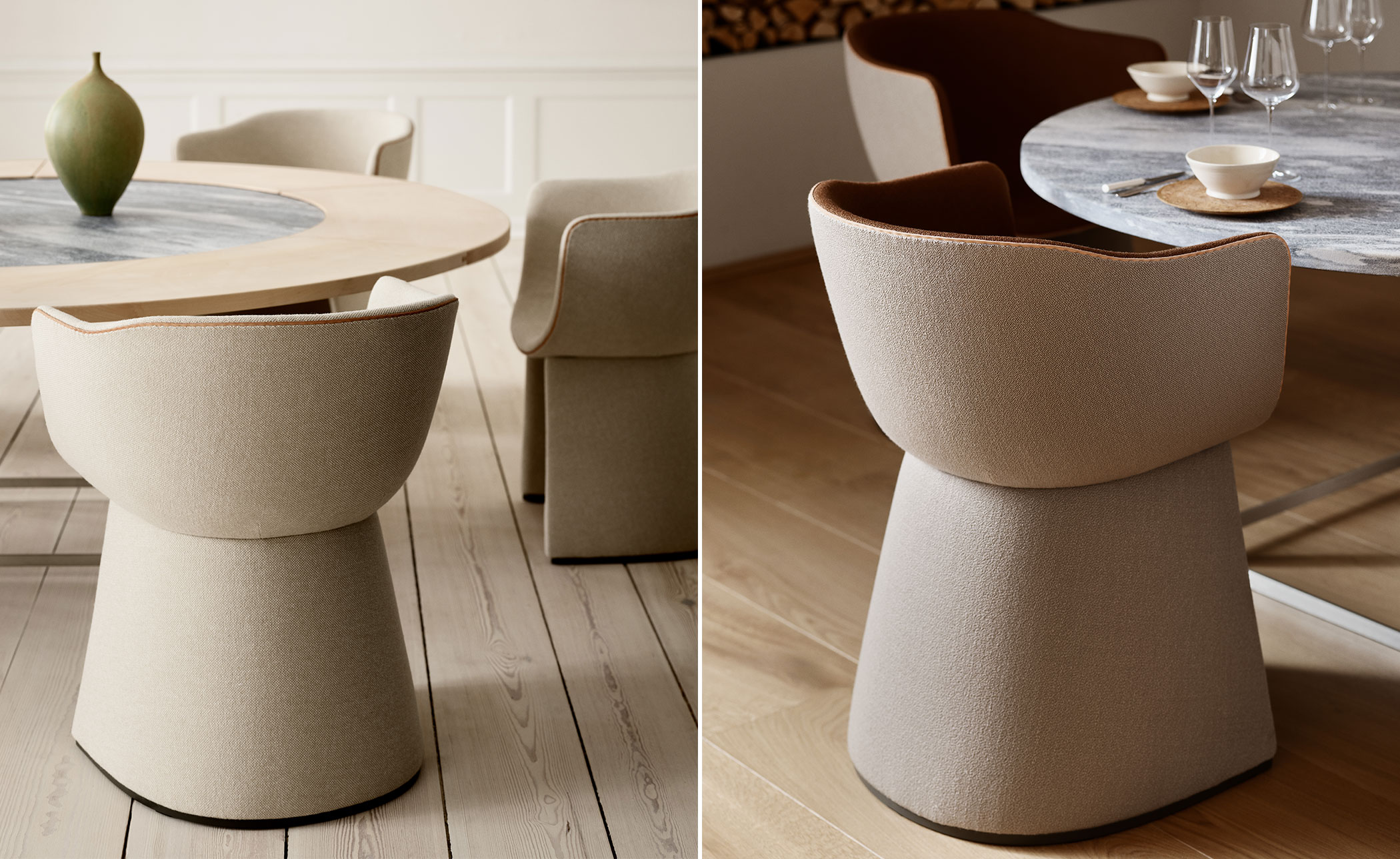 Monolit Dining Chair with leather piping