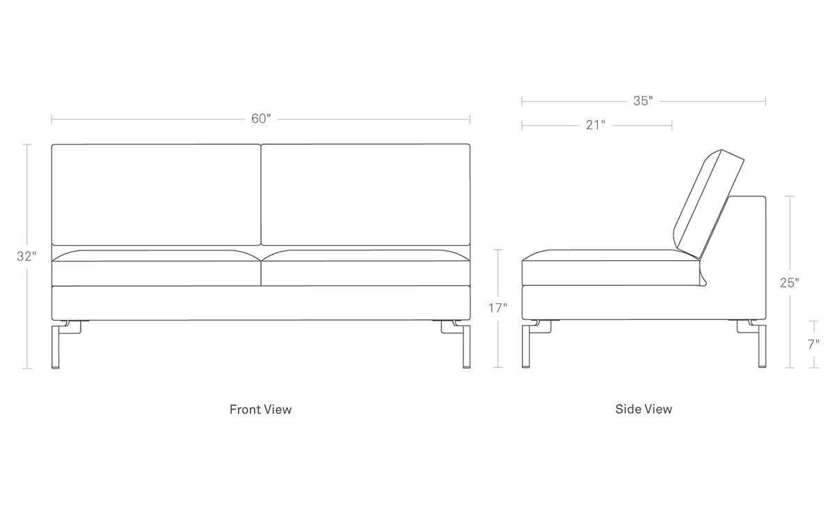 new standard armless sofa