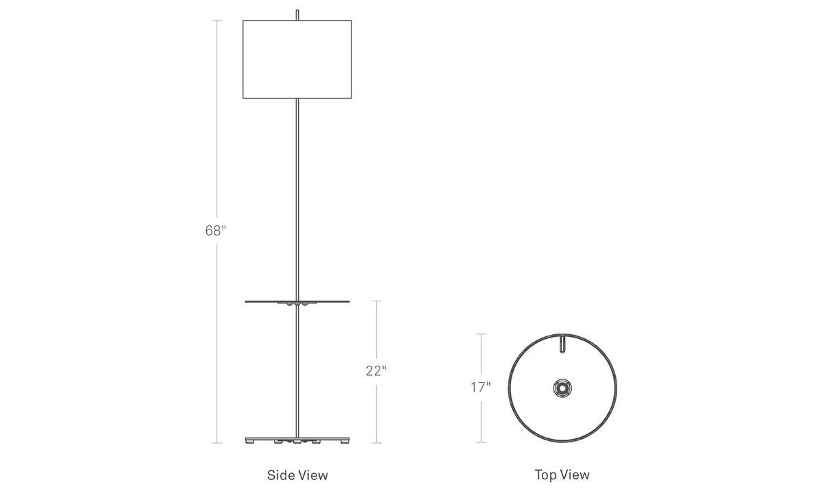 note floor lamp with table