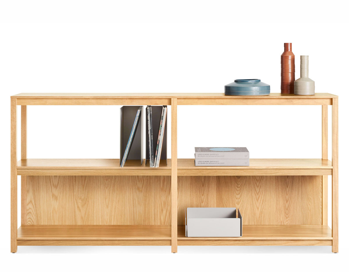 open plan large low bookcase