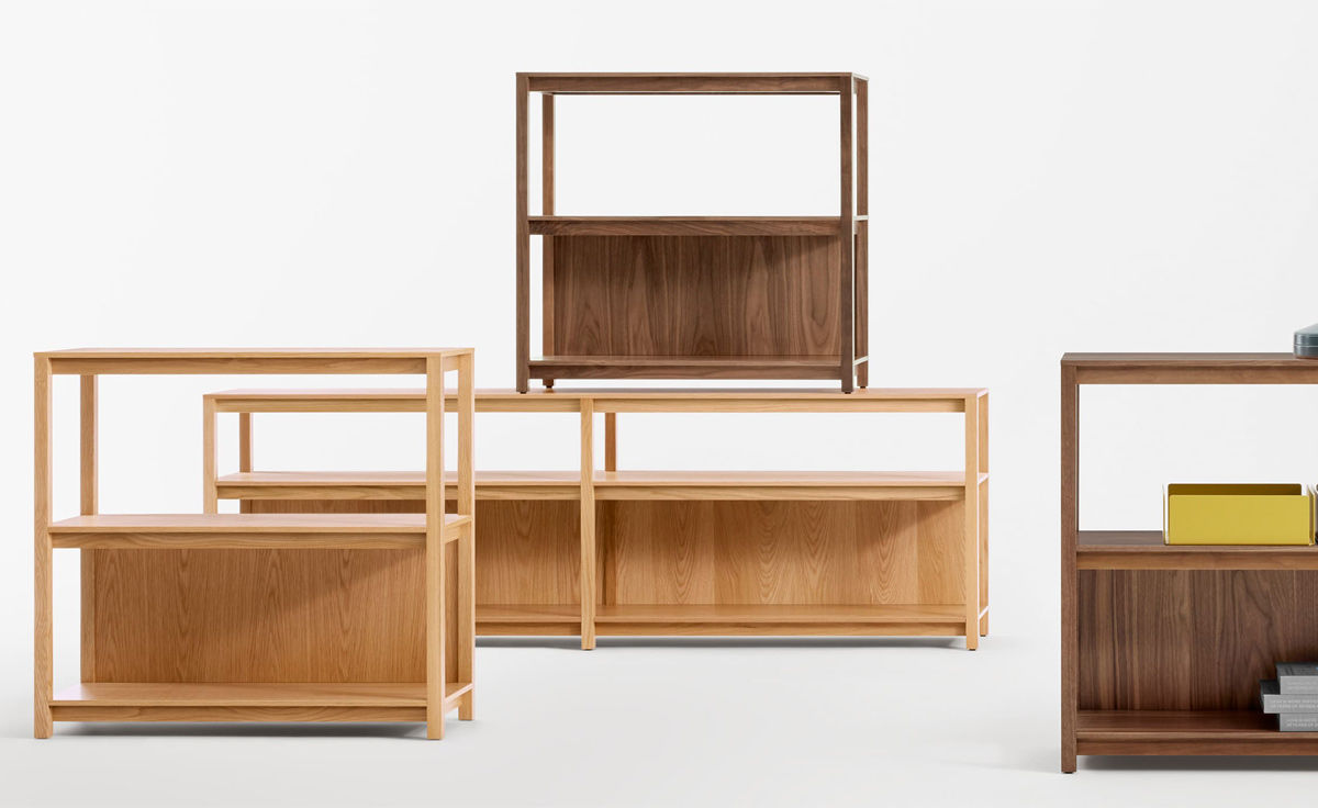 open plan long and low bookcase