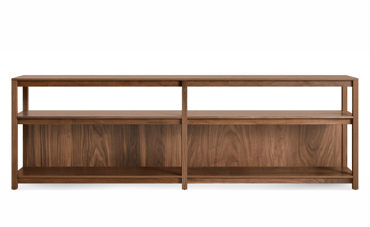 open plan long and low bookcase