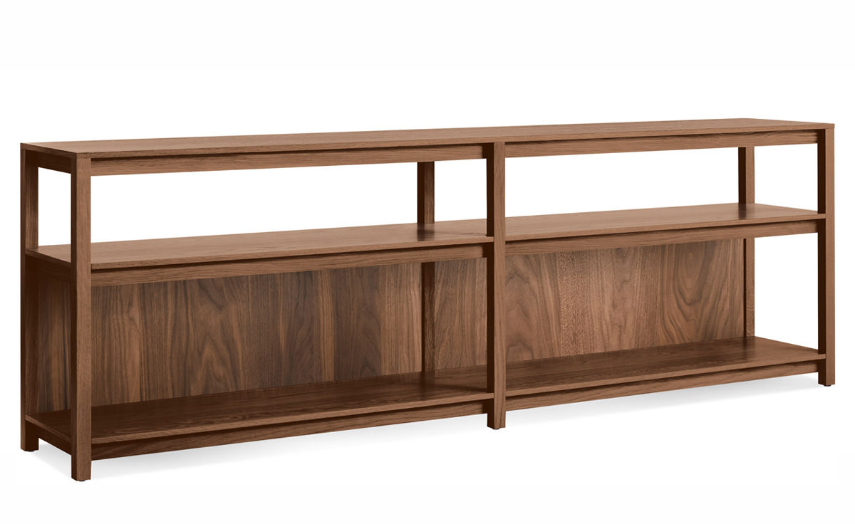 open plan long and low bookcase