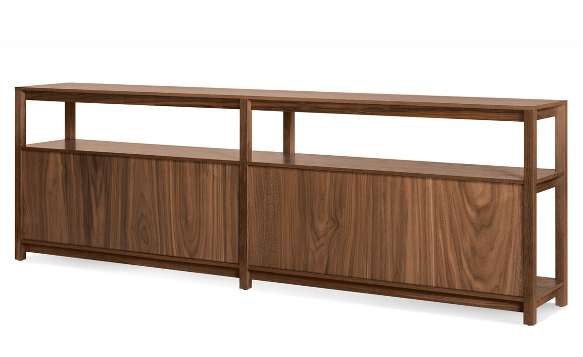 open plan long and low bookcase