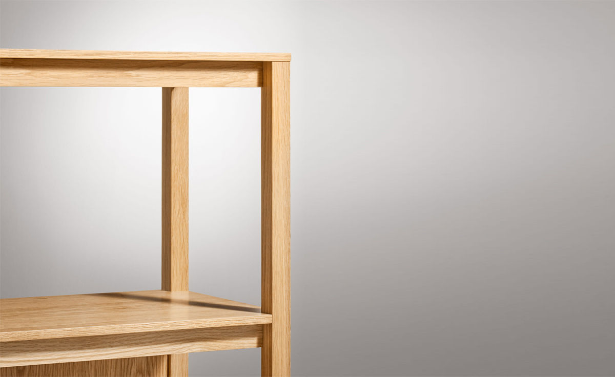 open plan small low bookcase by blu dot
