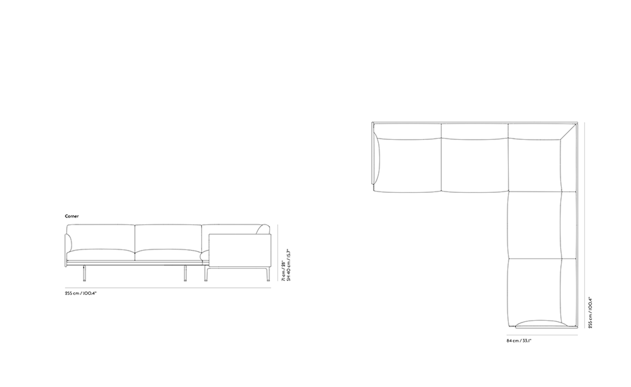 outline corner sofa