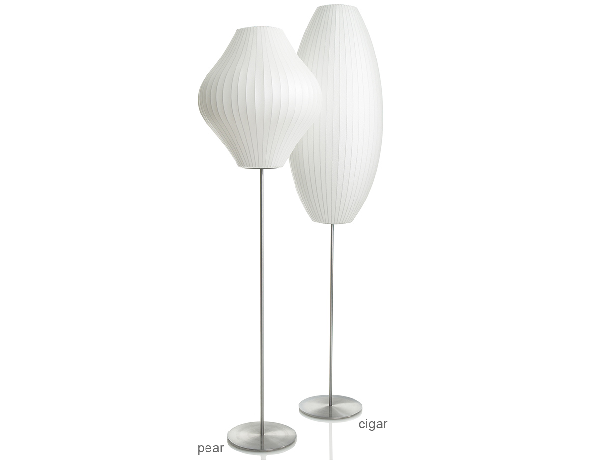 nelson pear bubble floor lamp on lotus stand