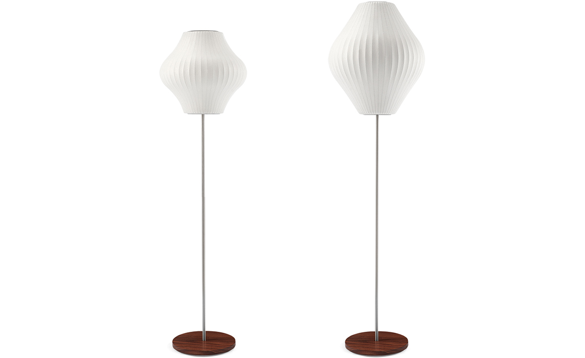 nelson pear bubble floor lamp on lotus stand