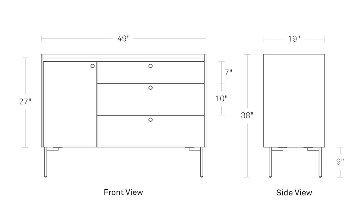 peek 1 door / 3 drawer credenza