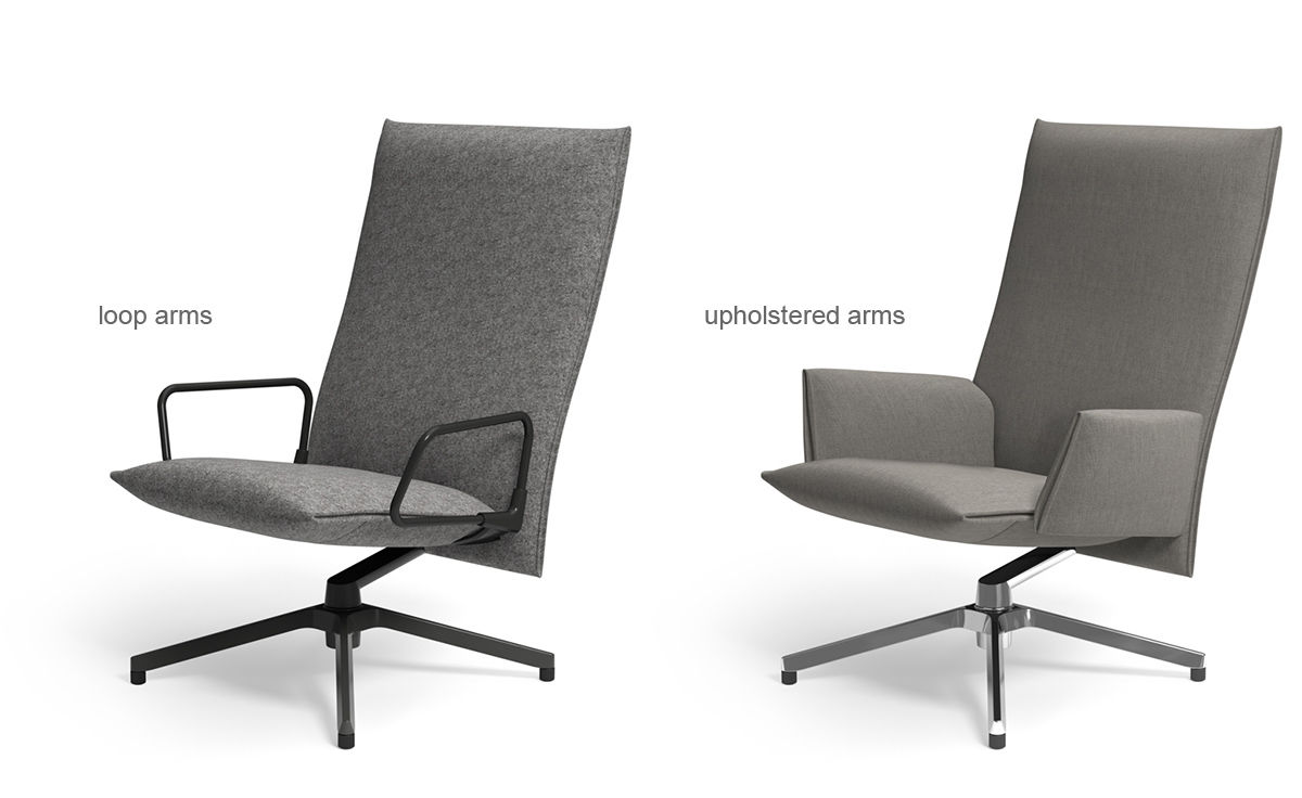 pilot high back lounge chair with loop arms