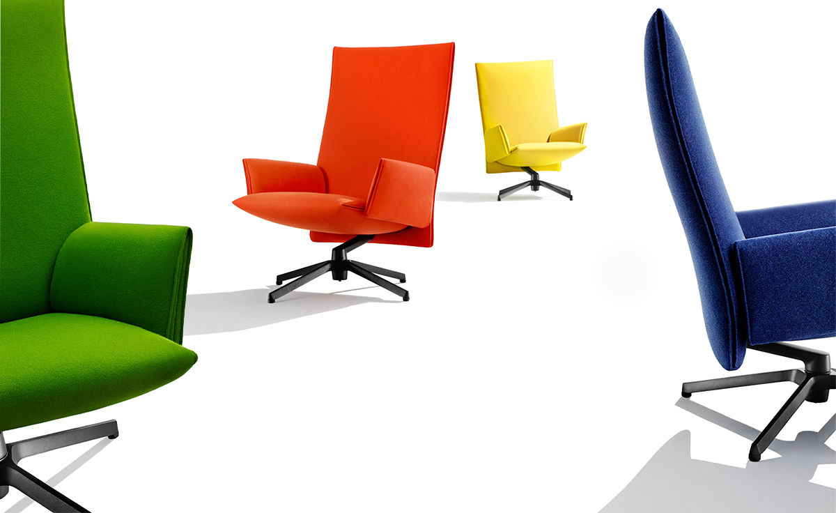 pilot high back lounge chair with upholstered arms