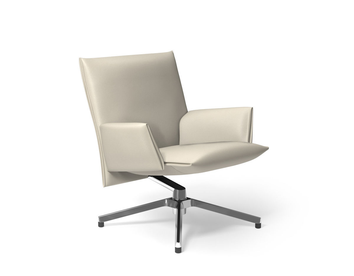 pilot low back lounge chair with upholstered arms