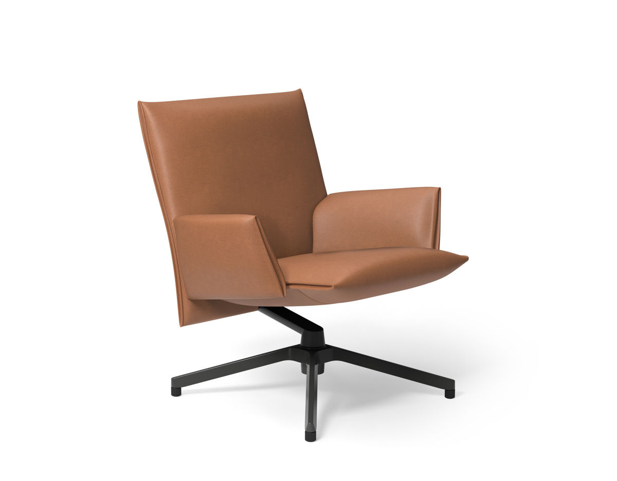 pilot low back lounge chair with upholstered arms