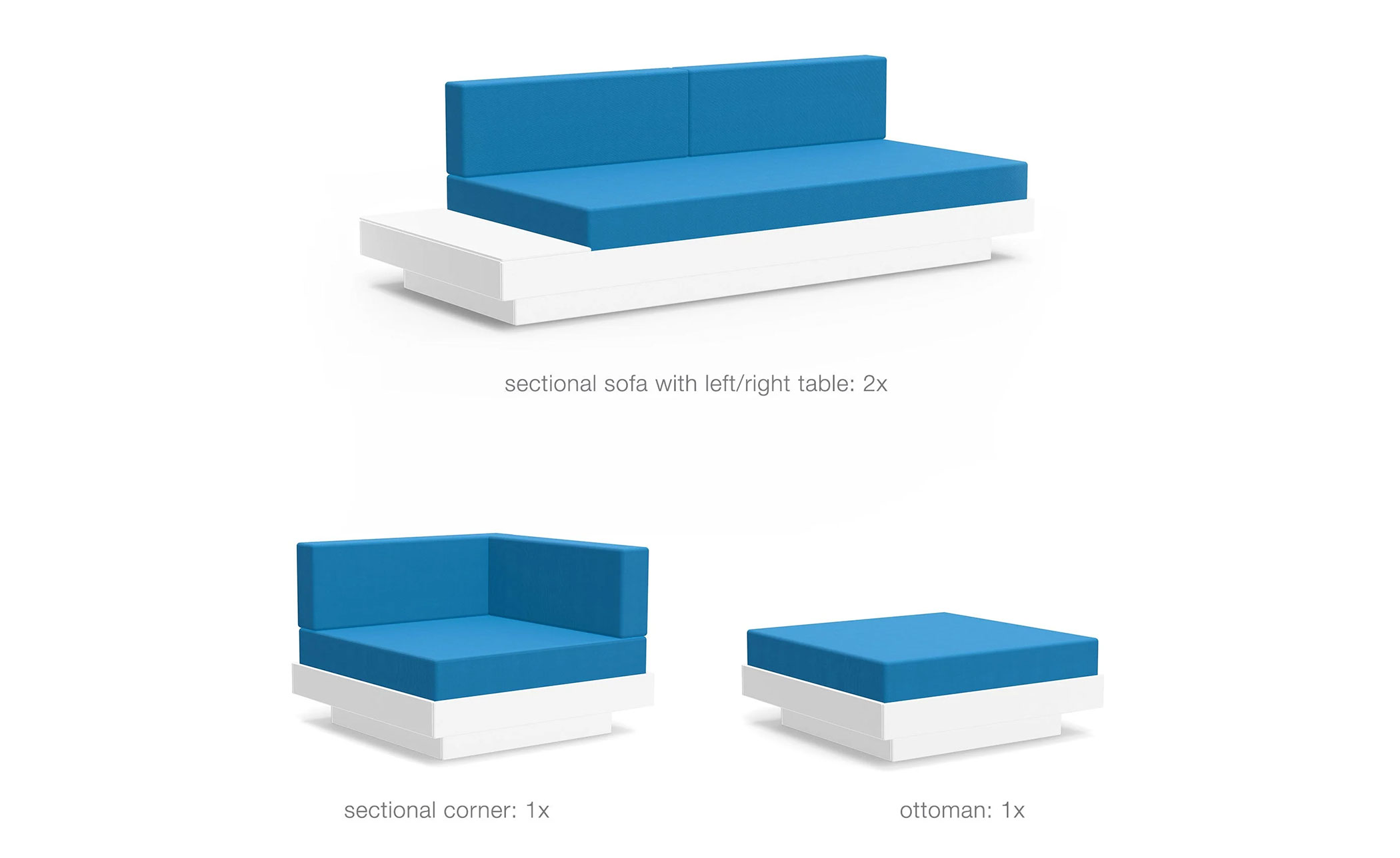 Platform One Sectional Sofa & Ottoman Bundle A