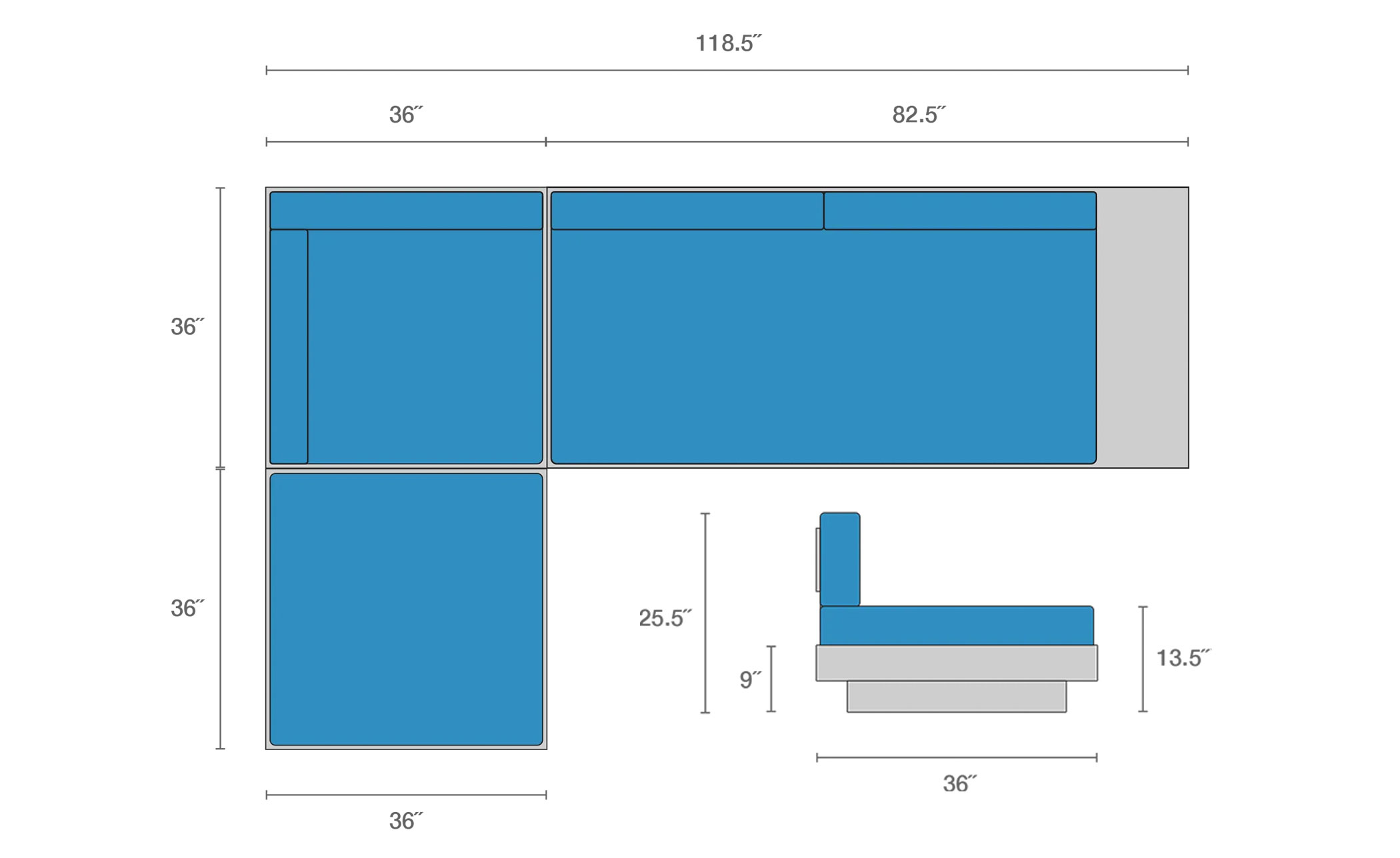 Platform One Sectional Sofa & Ottoman Bundle B