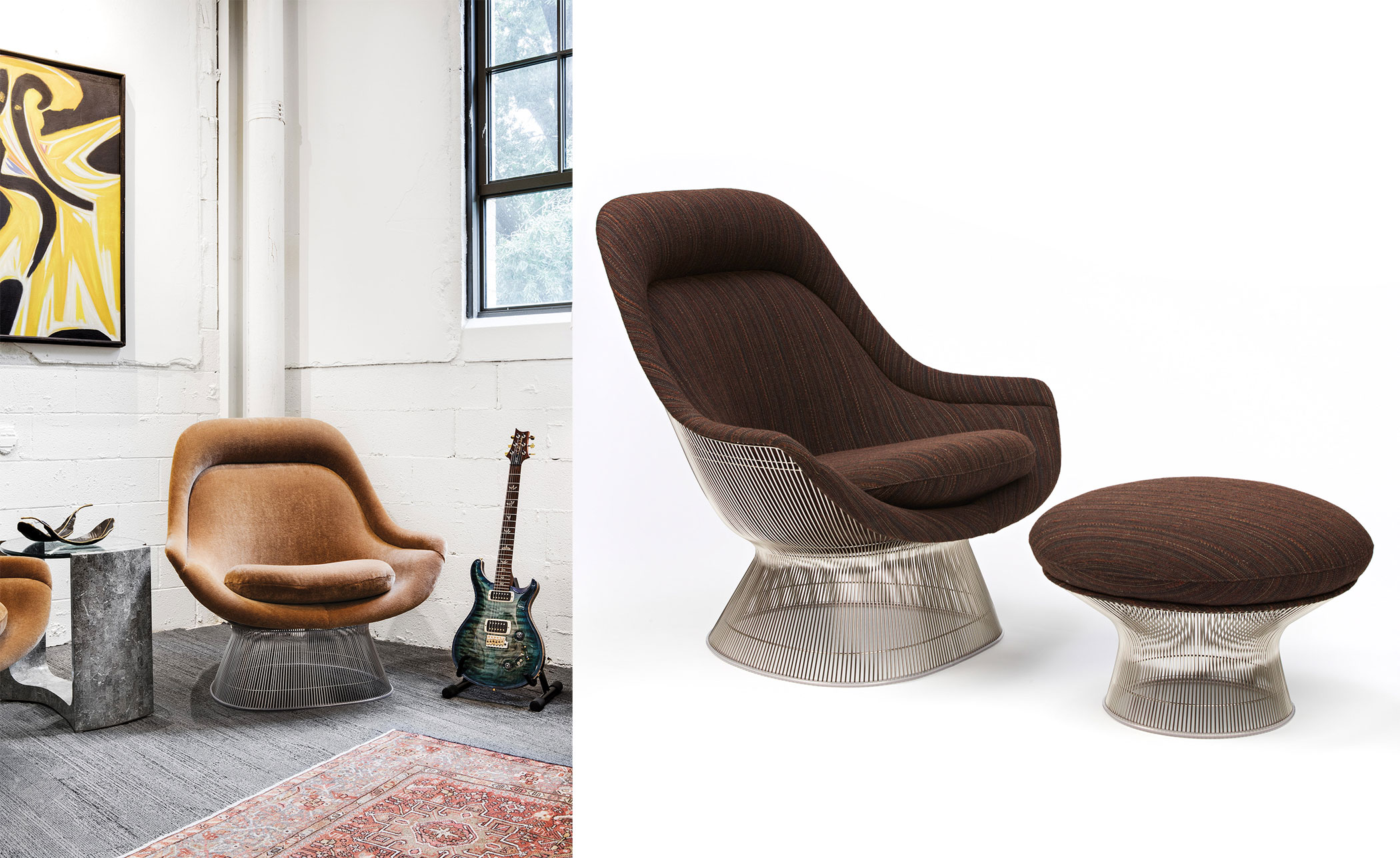 platner easy chair and ottoman