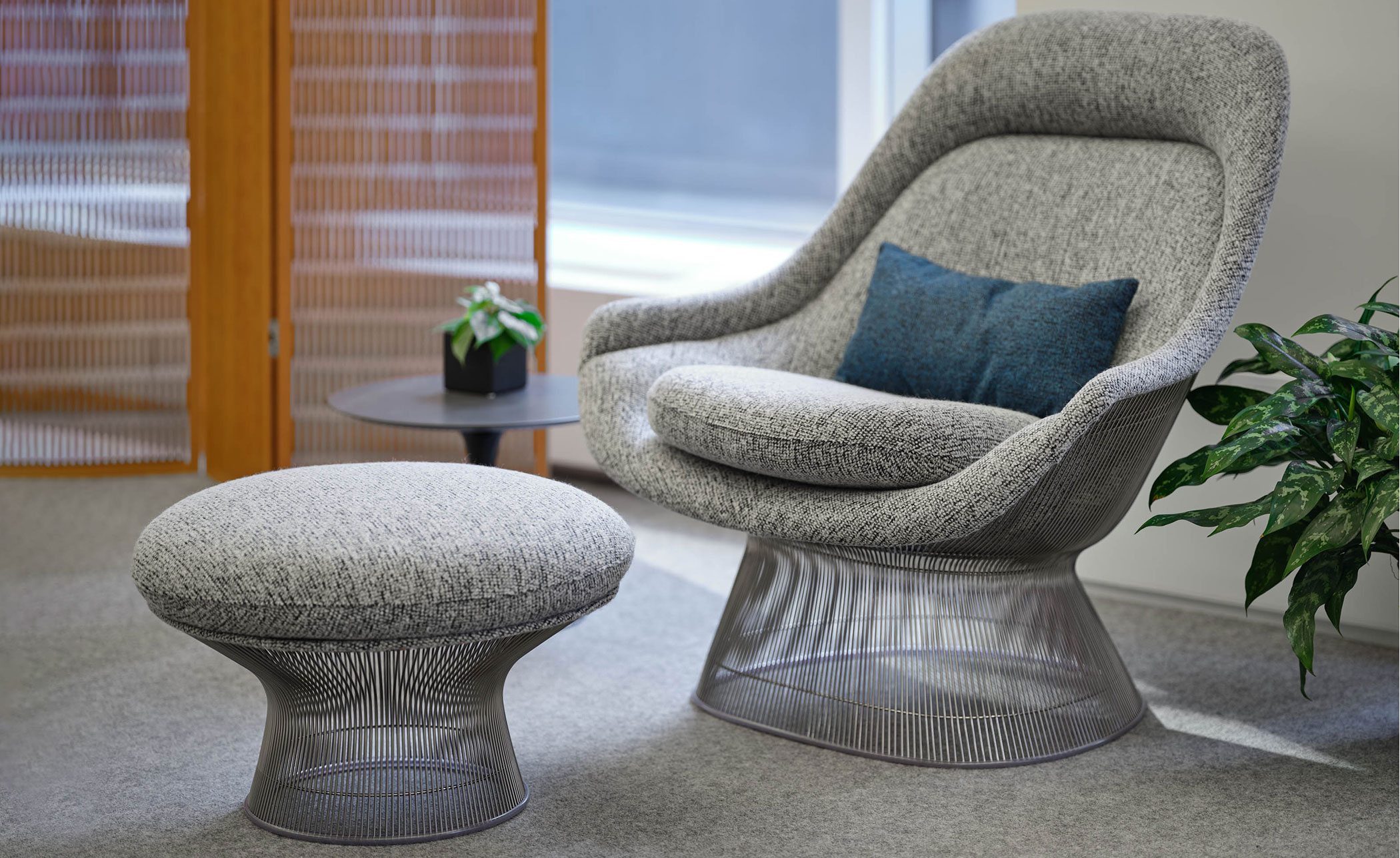 platner polished nickel easy chair
