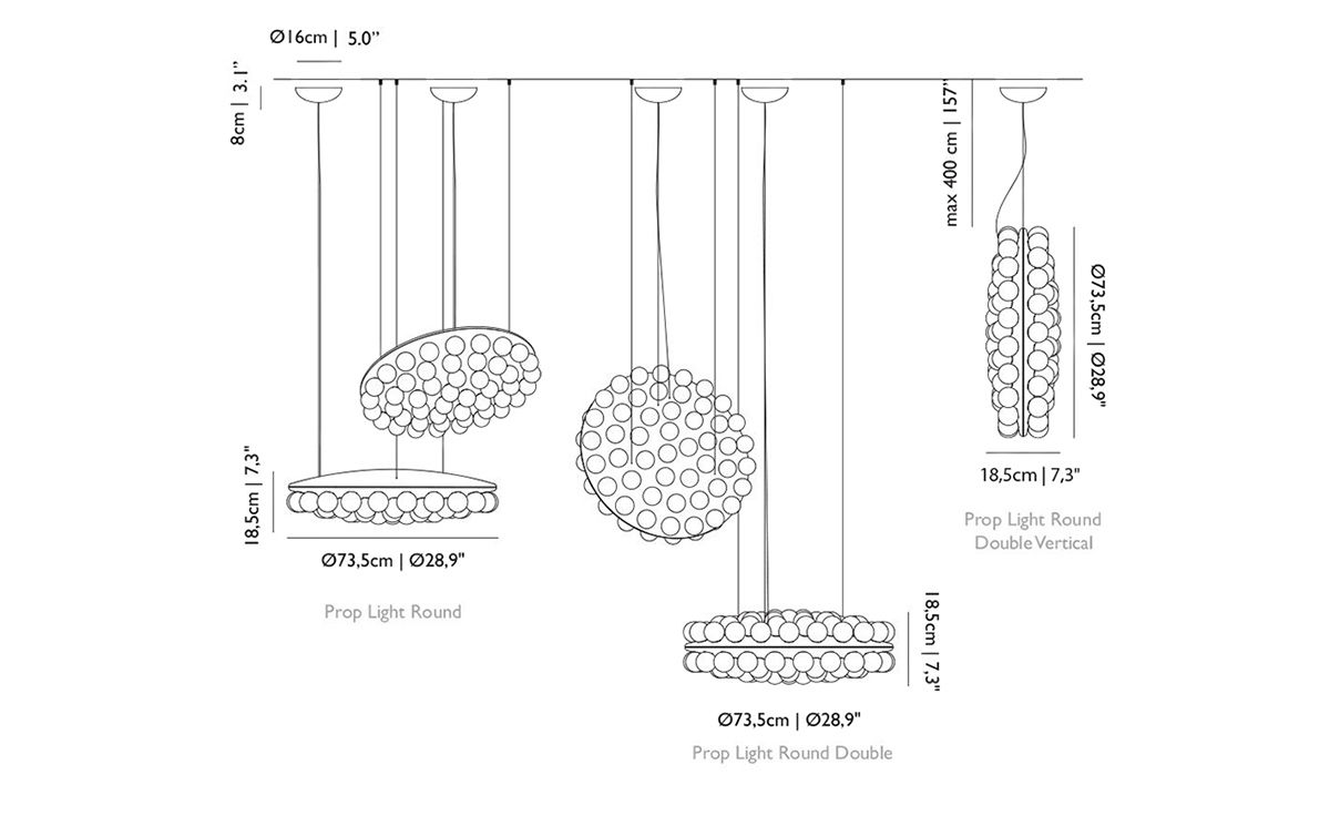 prop light round double suspension lamp