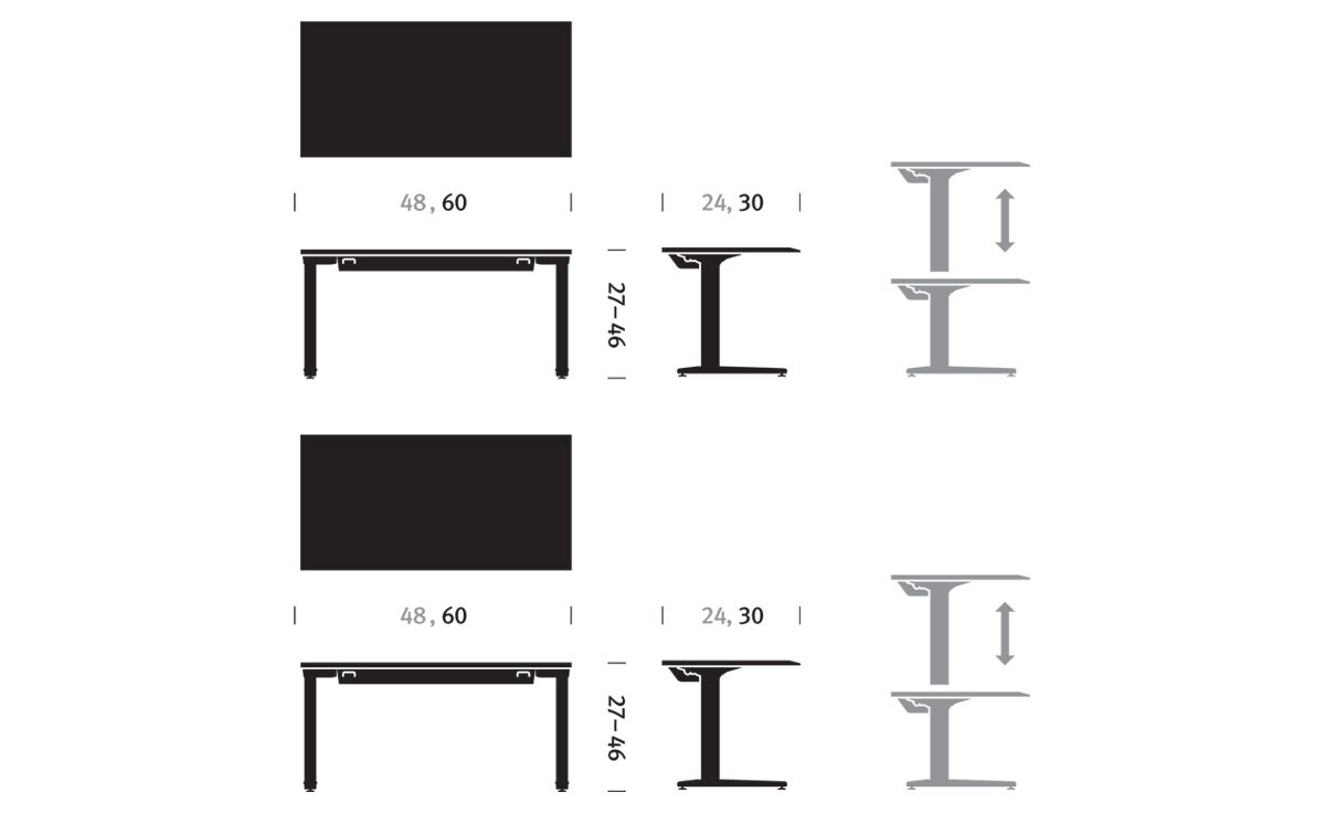 renew sit-to-stand c-foot table