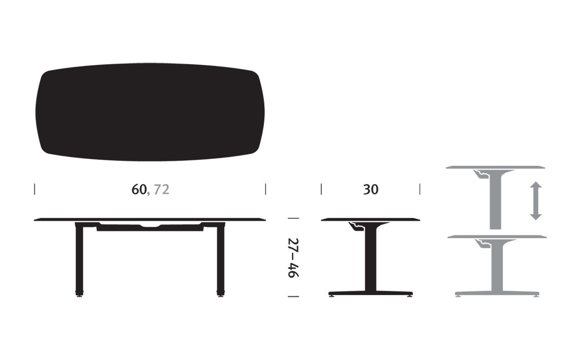 renew sit-to-stand oval t-foot table