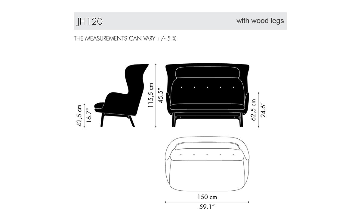 ro sofa with wood base