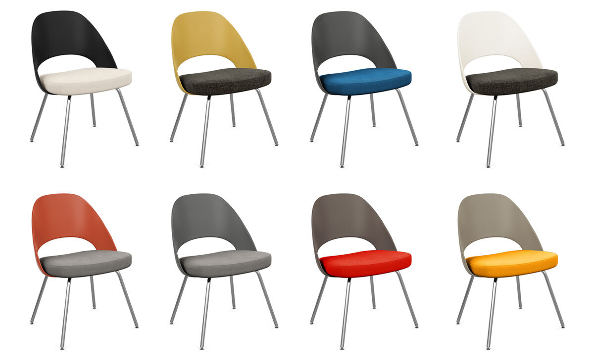 saarinen plastic back side chair with tubular legs