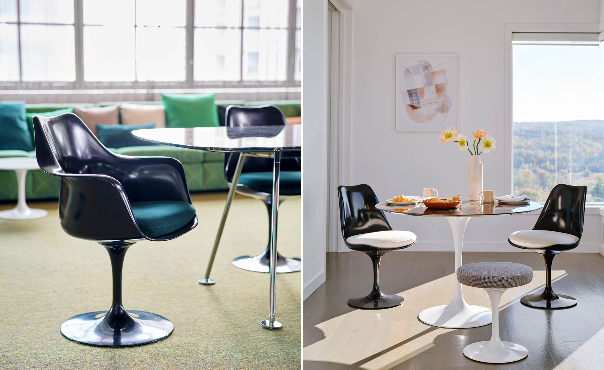 saarinen black tulip side chair