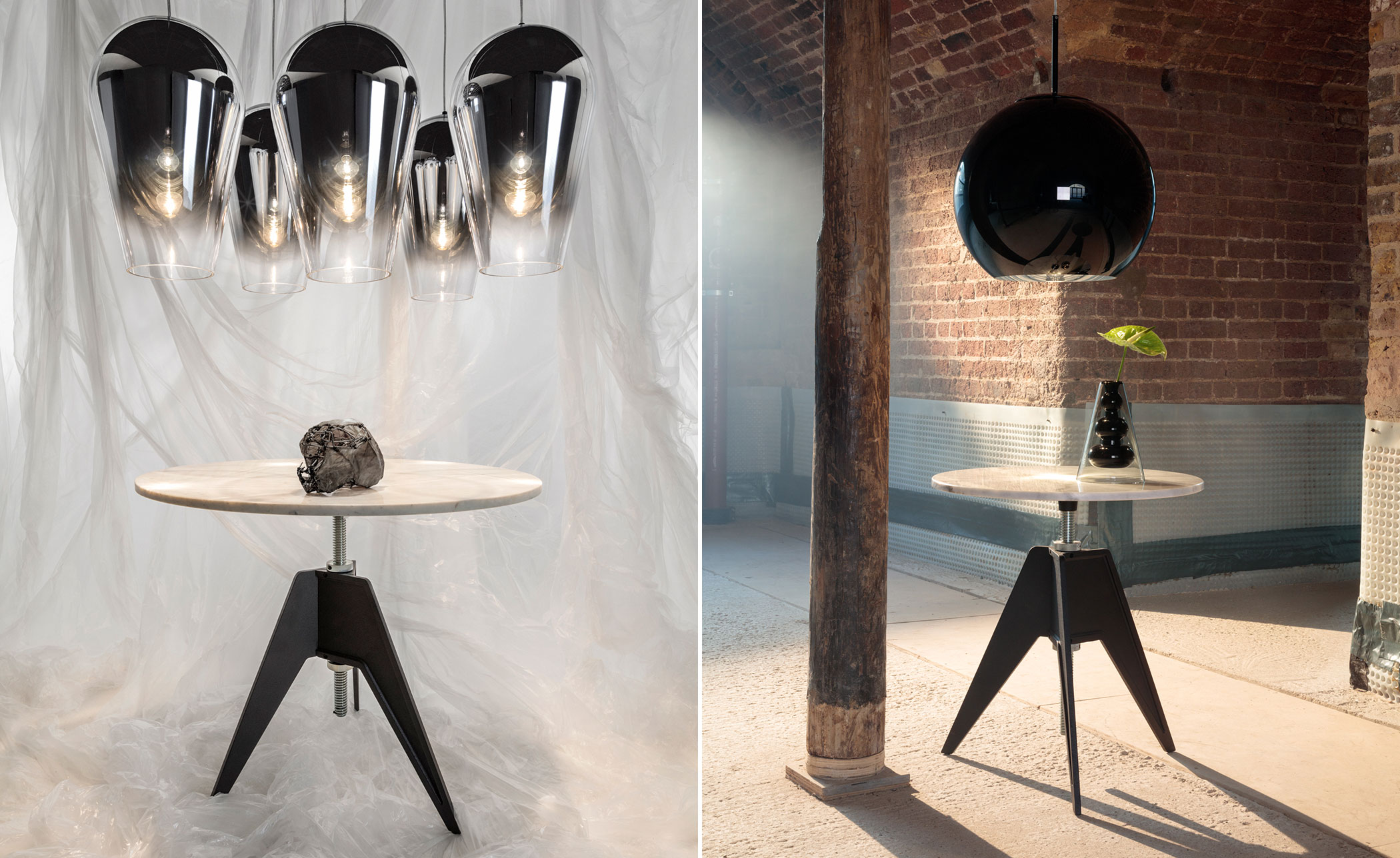 screw cafe table with round top