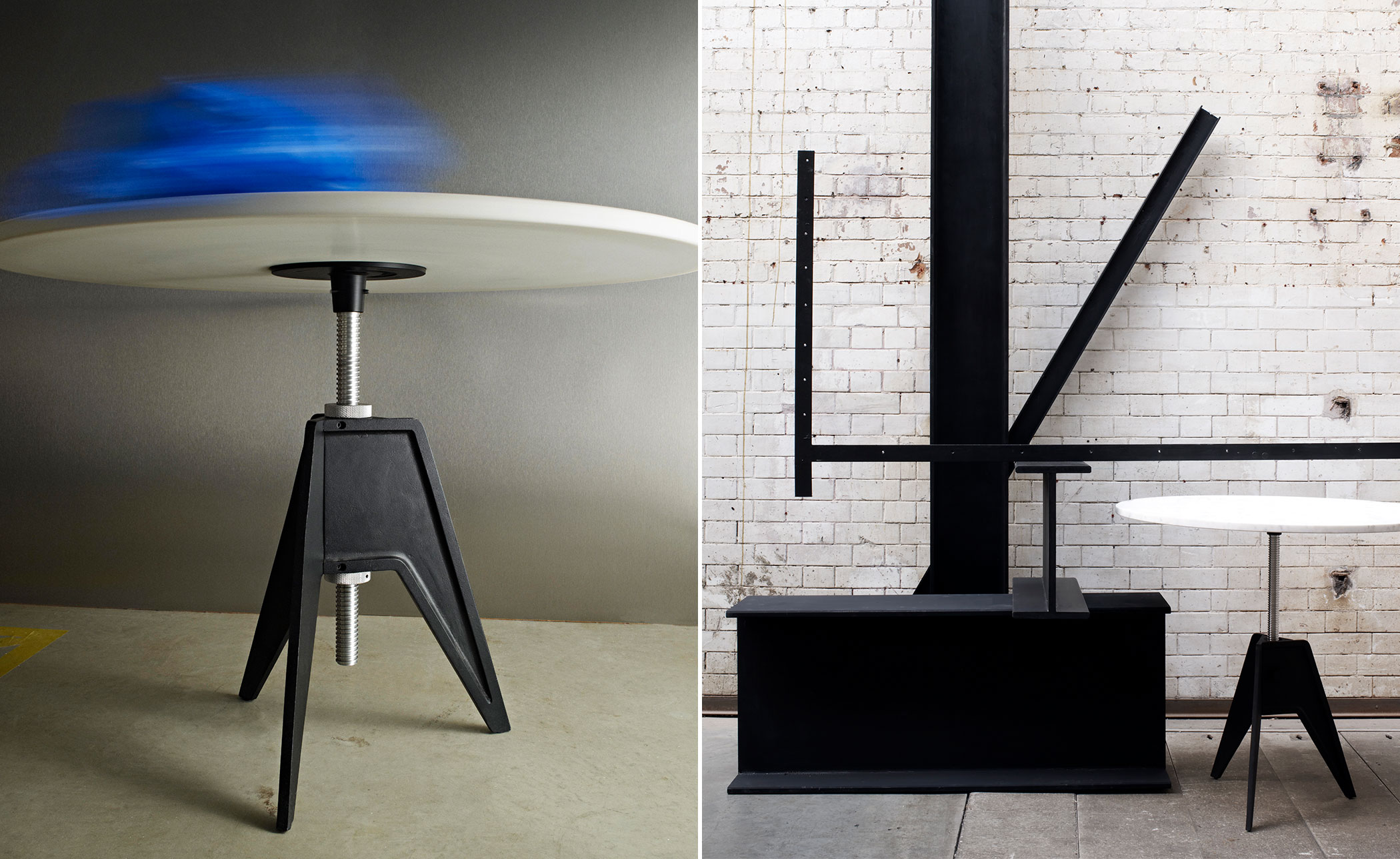screw cafe table with round top