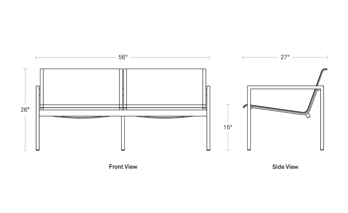 skiff outdoor 2 seat sofa