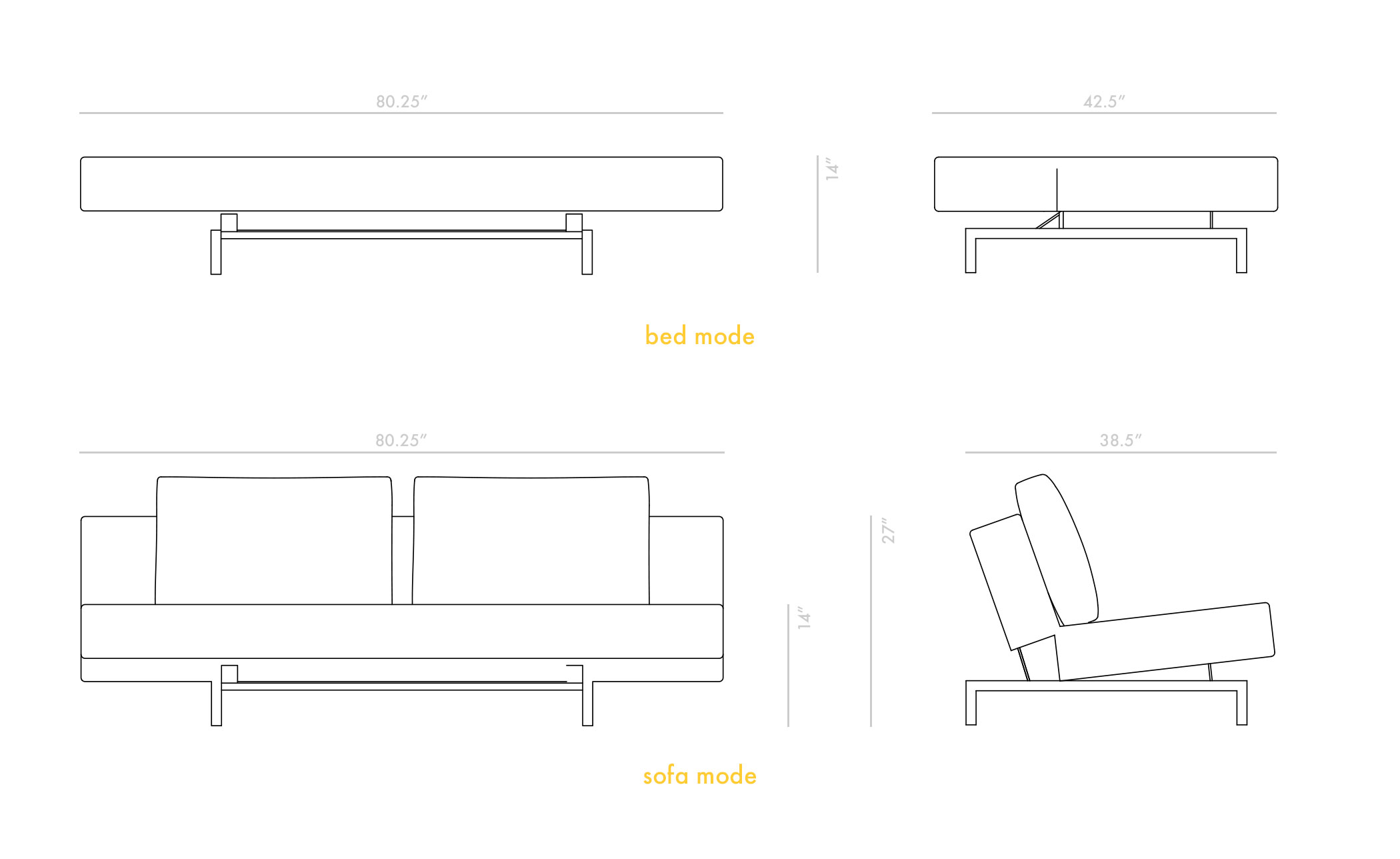 sleeper sofa with 2 cushions
