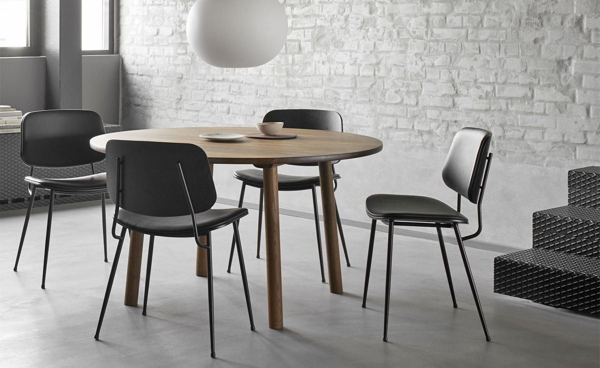 soborg upholstered seat & back chair with metal base