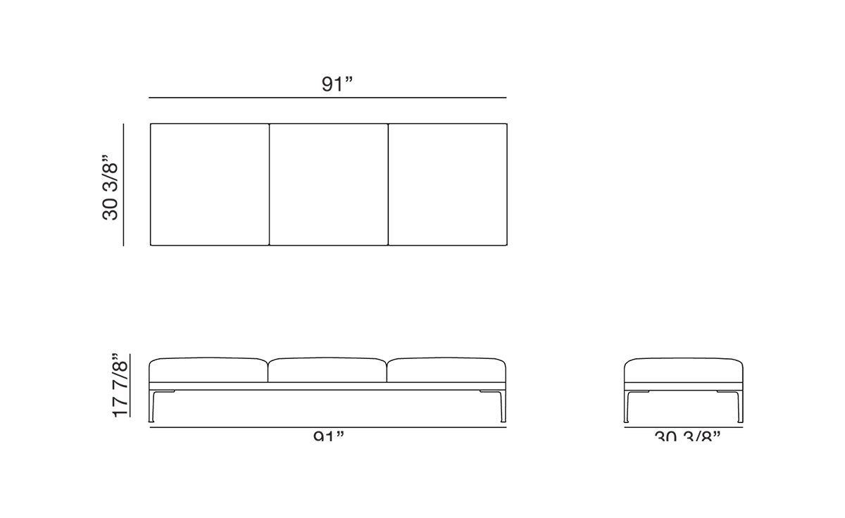 steeve three seat bench