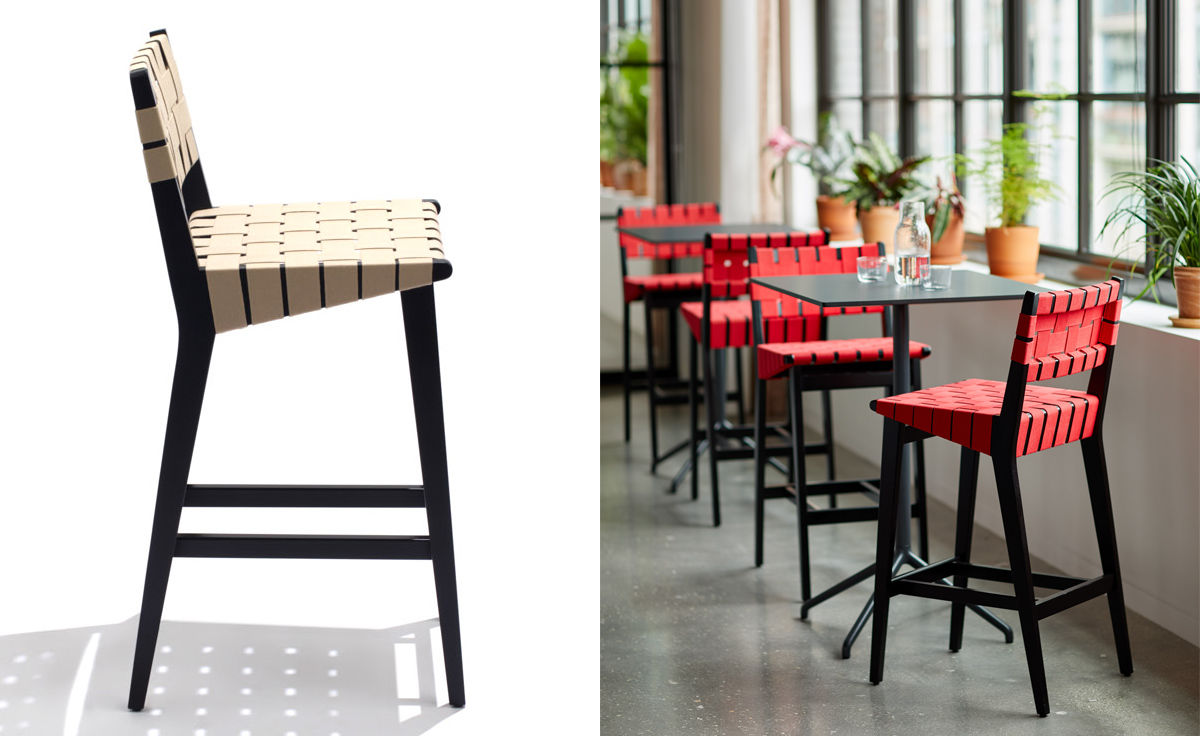 jens risom stool with webbed back