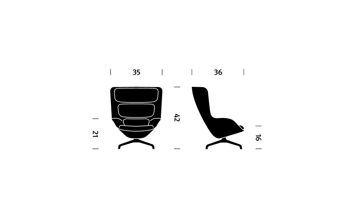 striad high back lounge chair with 4 star base