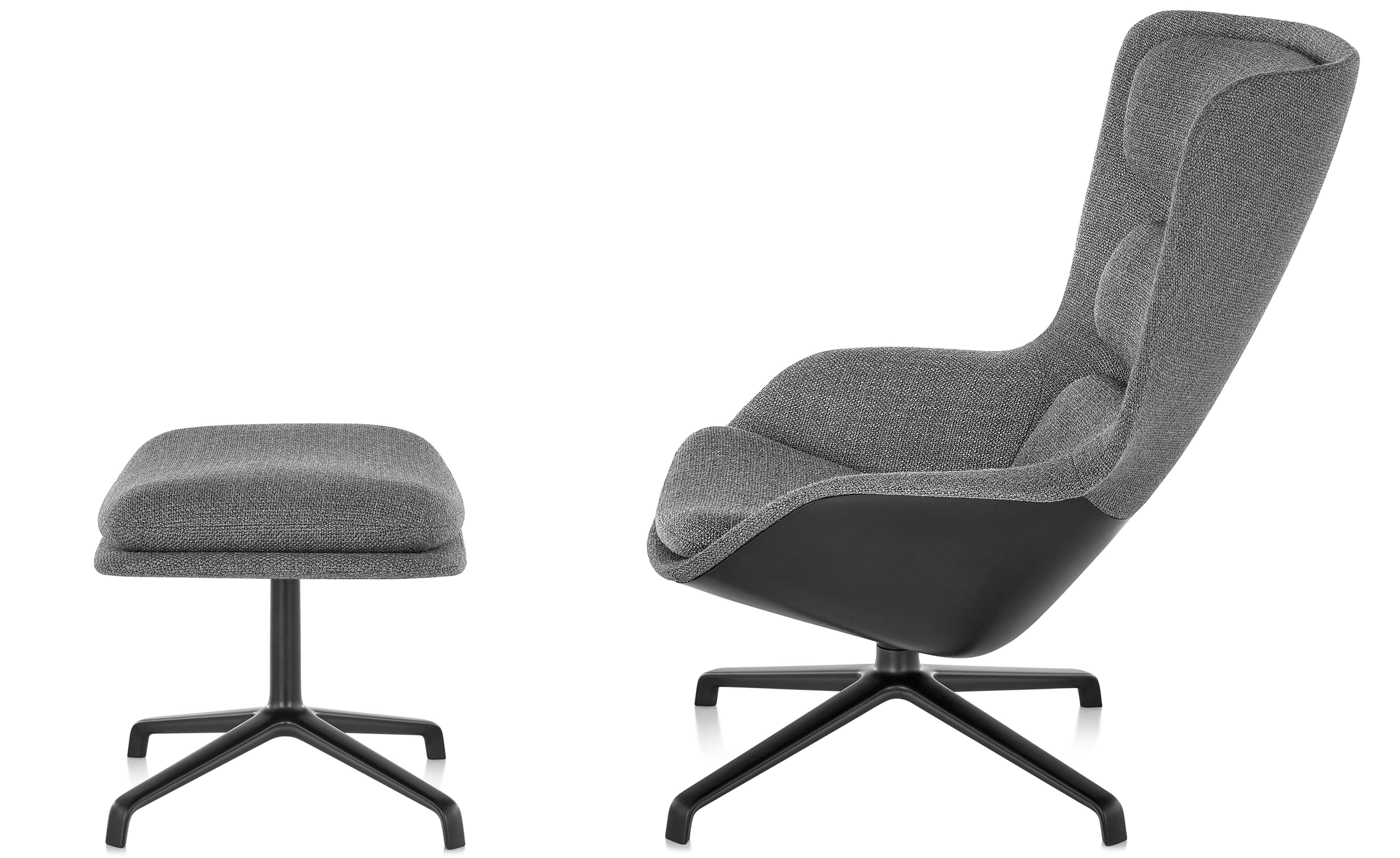 striad high back lounge chair & ottoman with 4 star base