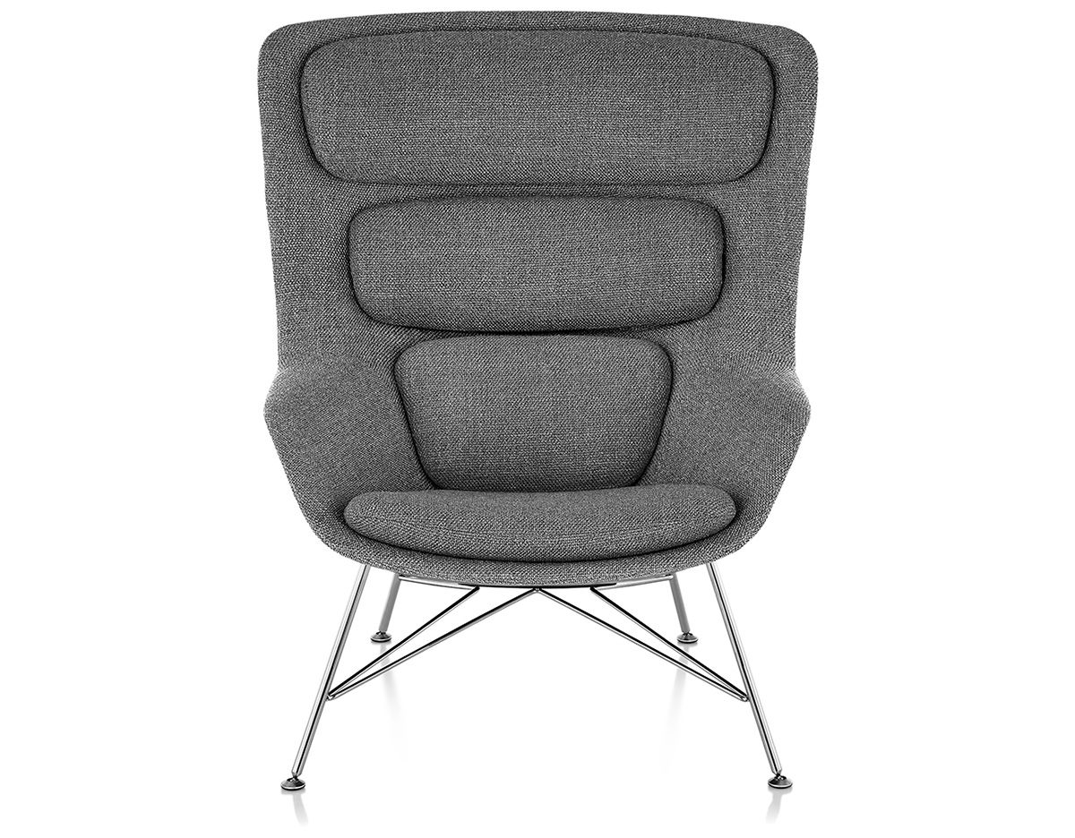 striad high back lounge chair with wire base