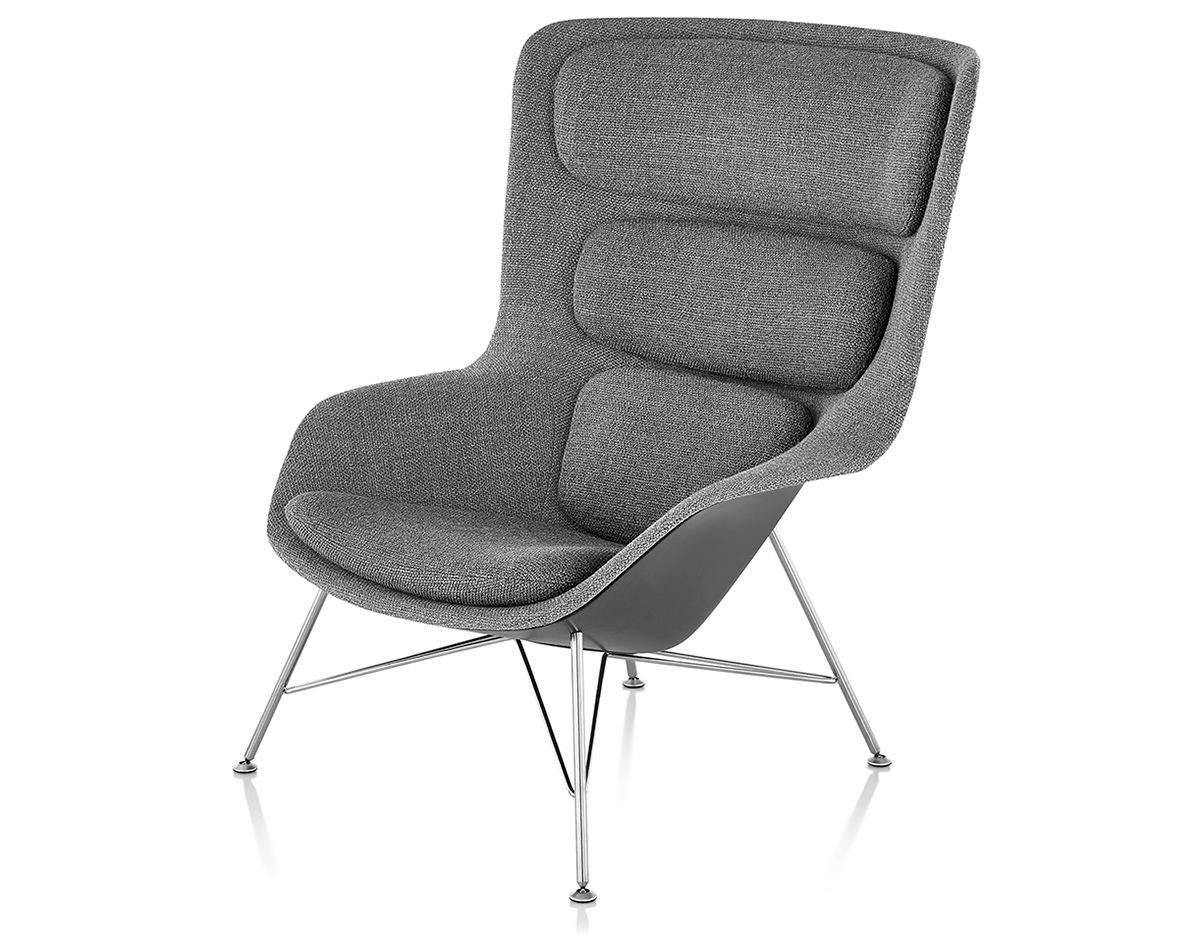 striad high back lounge chair with wire base