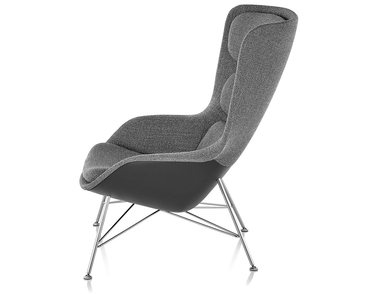 striad high back lounge chair with wire base