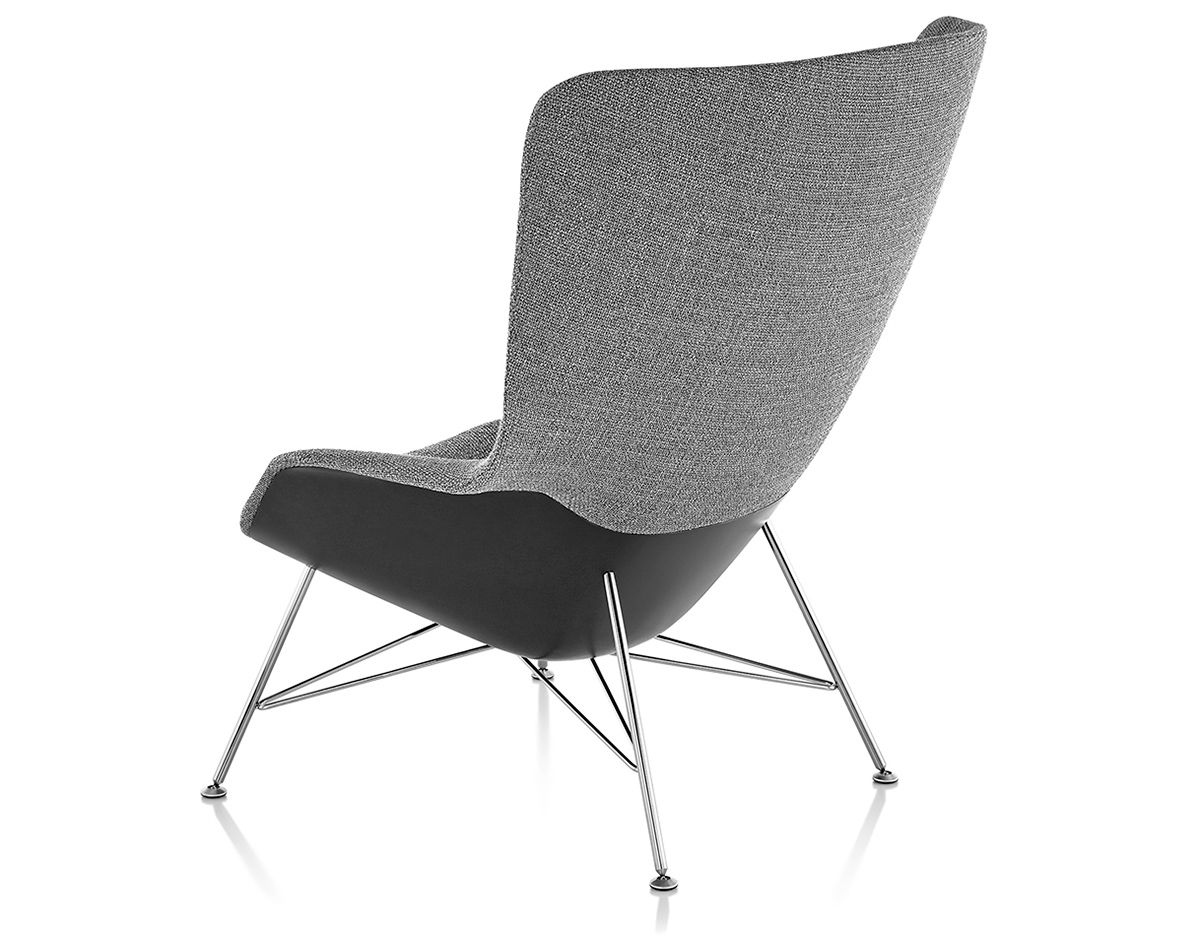 striad high back lounge chair with wire base