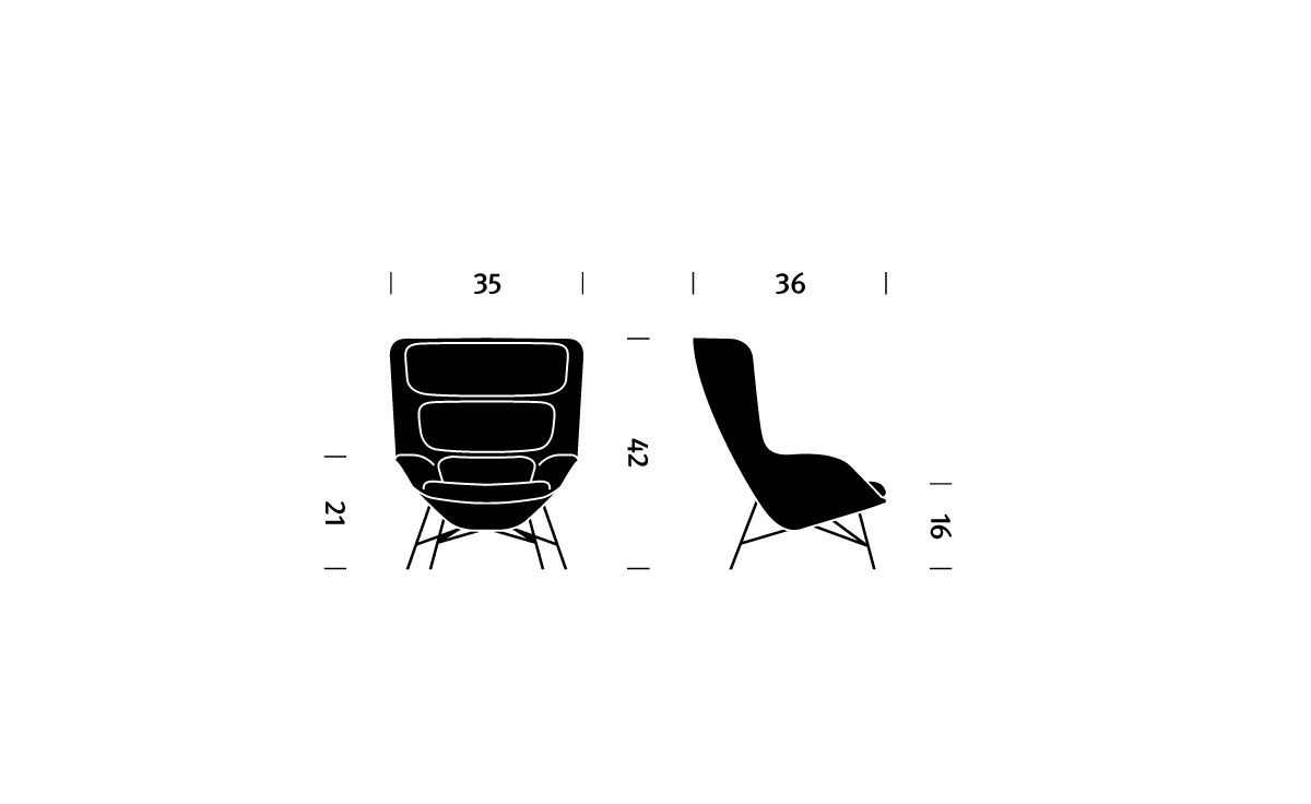 striad high back lounge chair with wire base
