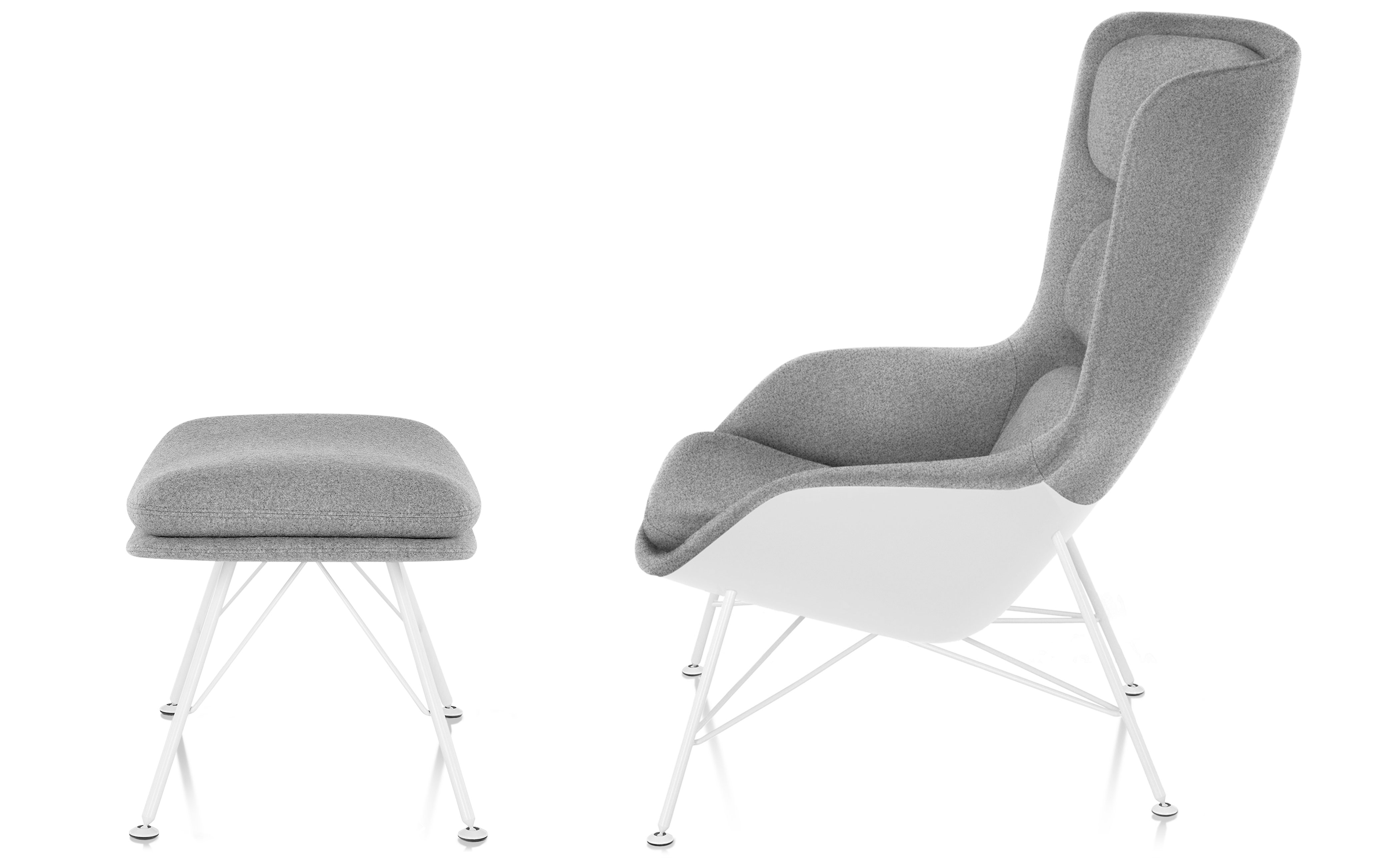 striad high back lounge chair & ottoman with wire base