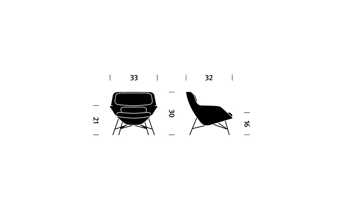 striad low back lounge chair with wire base