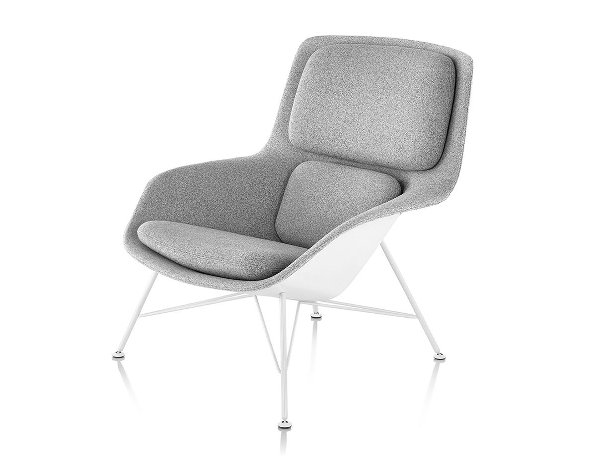 striad mid back lounge chair with wire base