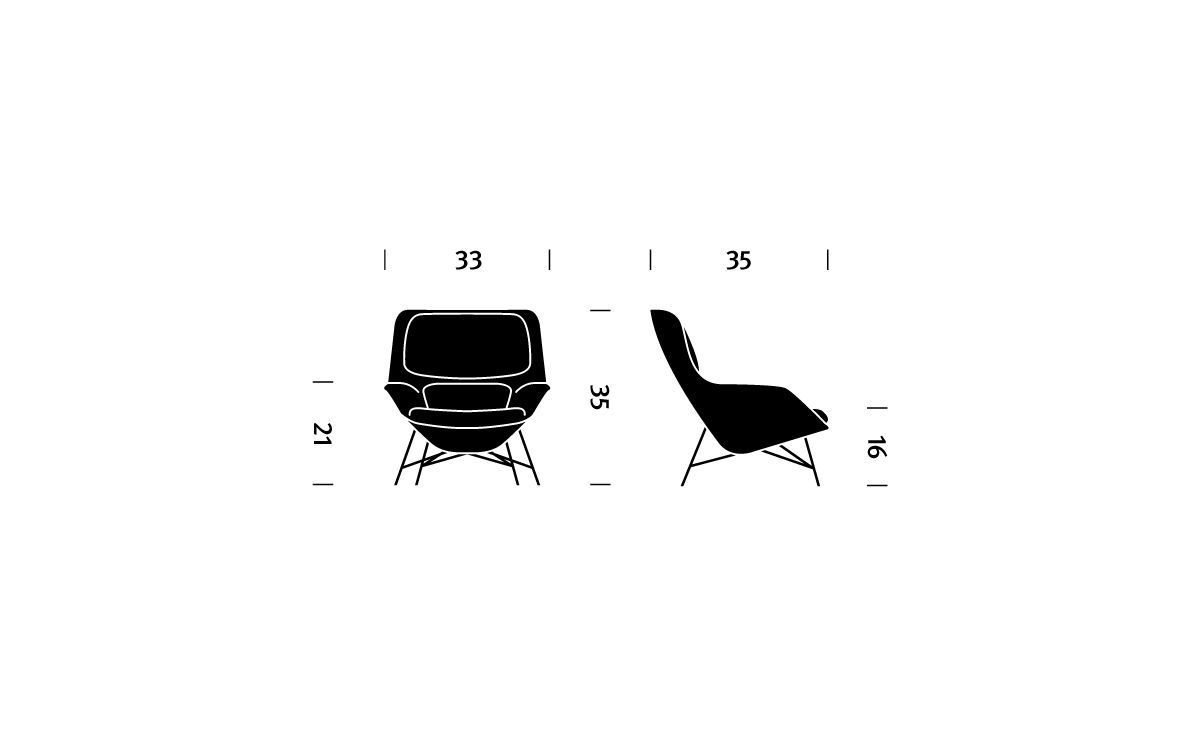 striad mid back lounge chair with wire base
