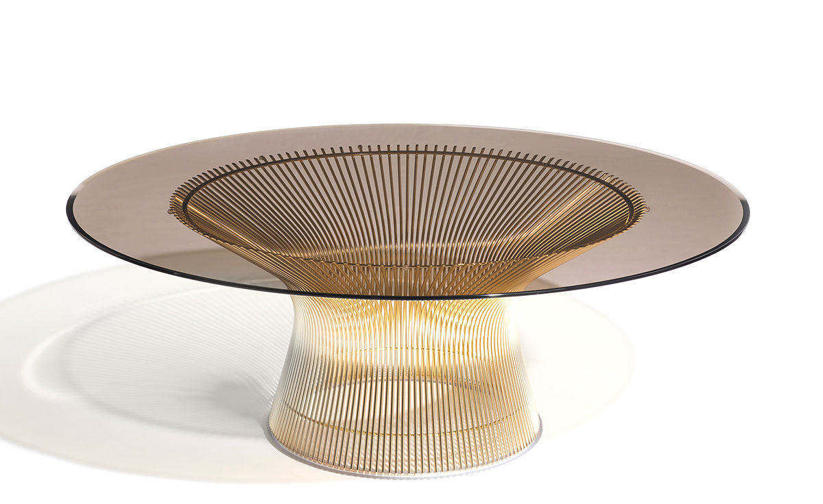 platner gold plated coffee table 42.25" dia.